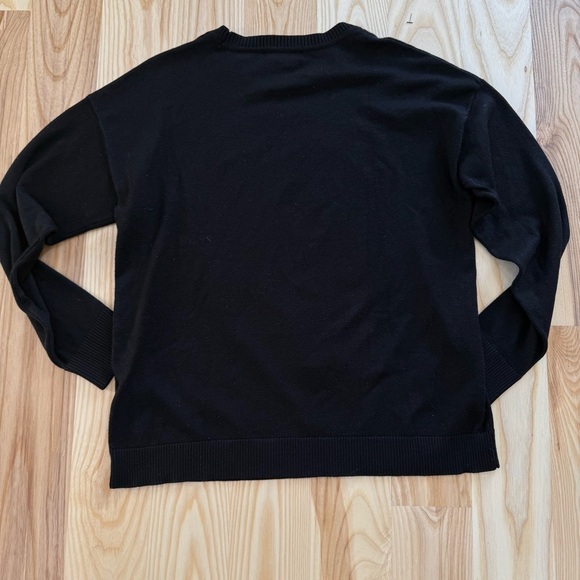 DKNY Donna Karan Circa 1989 Black White Logo Sweater Medium Shimmer Winter - Picture 9 of 9